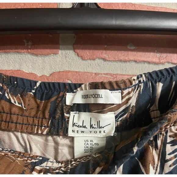 Nicole Miller New York Blue & Brown Drawstring Cargo Harem Jogger Pants - Picture 7 of 10